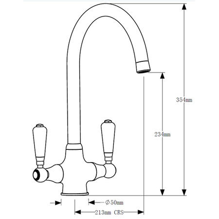 Reginox Brushed Nickel Twin Lever Swan Neck Traditional Kitchen Mixer Tap - Elbe