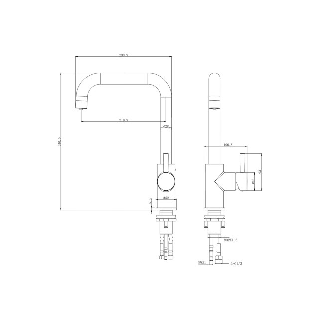 Pronto Elwood Single Lever Filter Water Kitchen Tap - Chrome