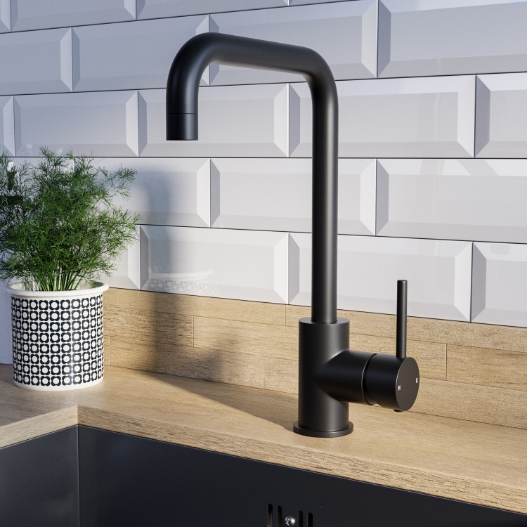 Elwood Single Lever Monobloc Mixer Kitchen Tap- Black