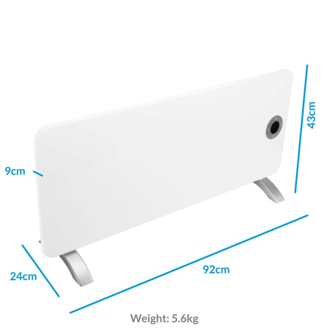 electriQ 2000W Smart Wall Mountable Panel Heater with Thermostat and Weekly Timer - Bathroom Safe