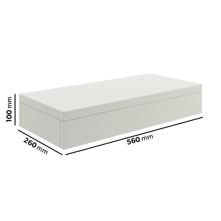 560mm Matt White Wall Hung Floating Shelf - Evora