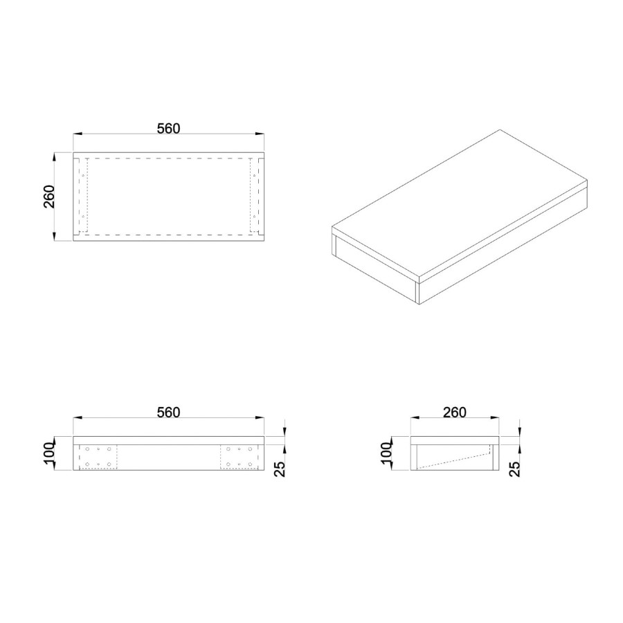 GRADE A1 - 560mm Wood Effect Wall Hung Floating Basin Shelf - Evora