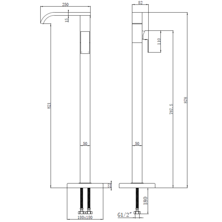 Chrome Freestanding Bath Filler Mixer Tap - Falls