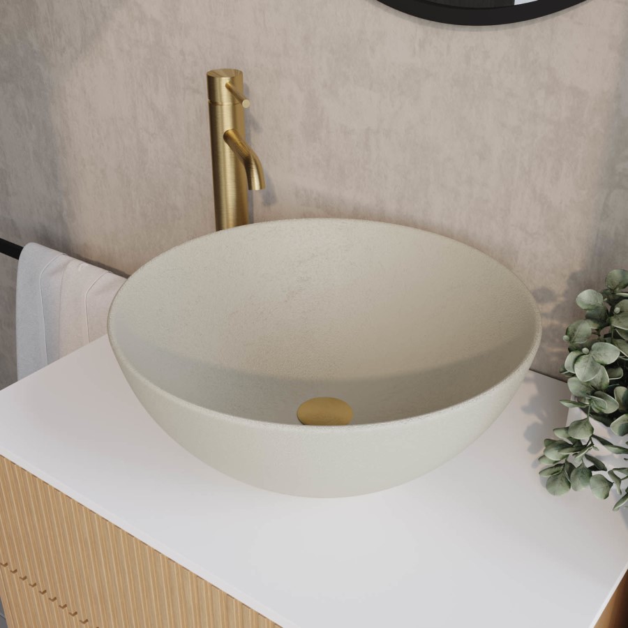 Beige Unglazed Round Countertop Basin 410mm - Fawn