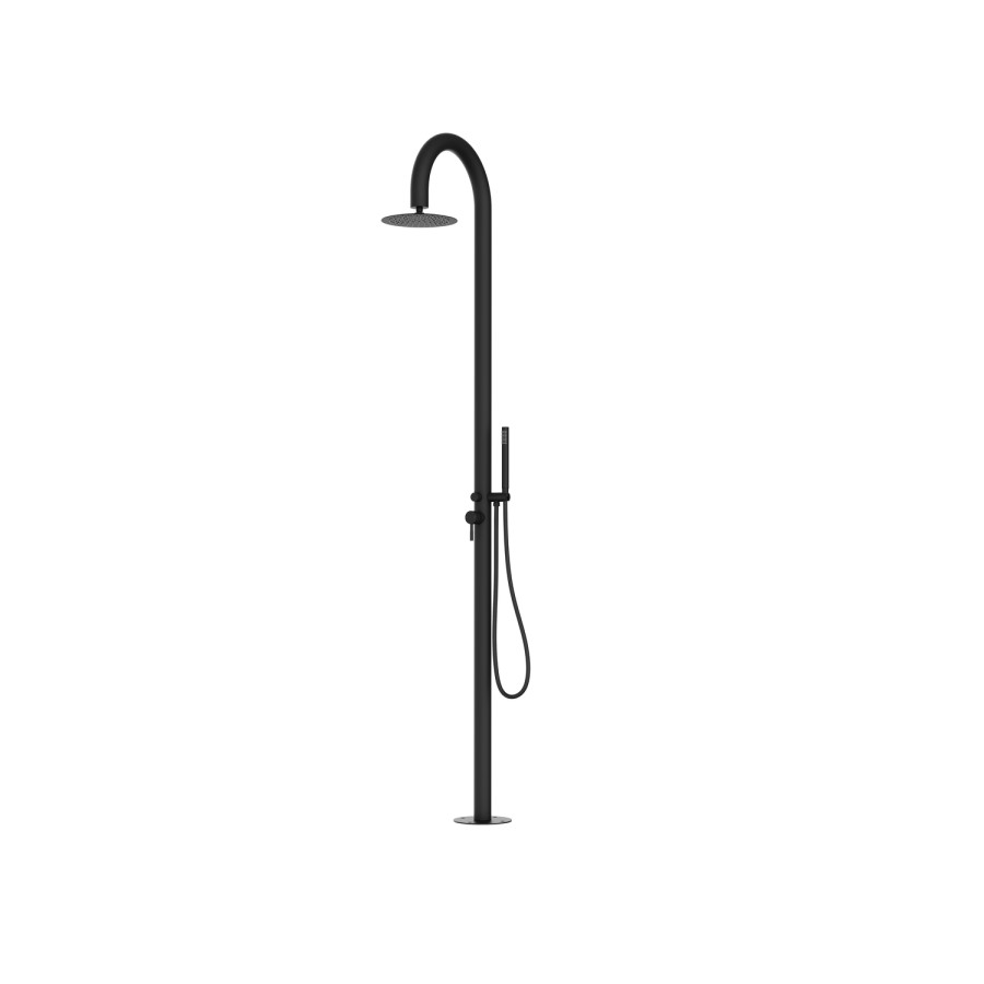 Black Thermostatic Outdoor Shower with Pencil Hand Shower 2 Outlets - Fiji