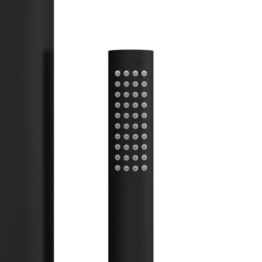 Black Thermostatic Outdoor Shower with Pencil Hand Shower 2 Outlets - Fiji