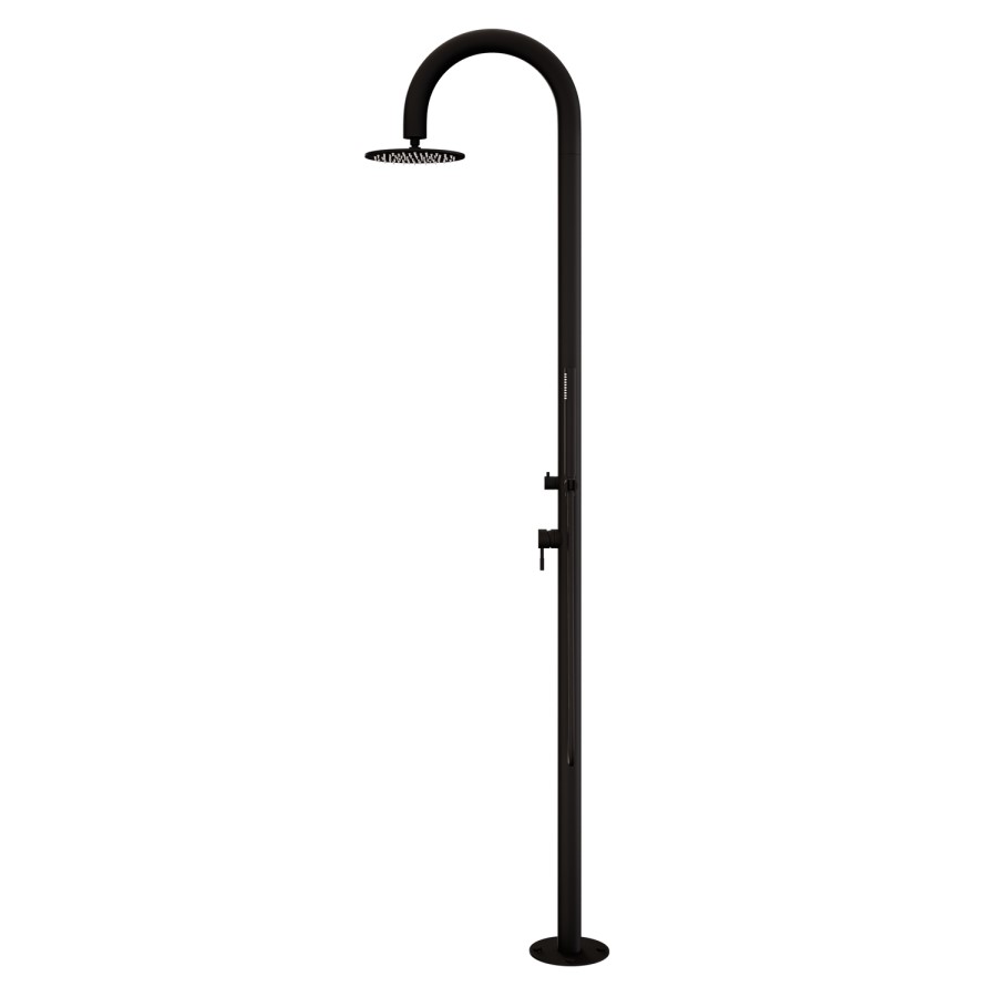 Black Thermostatic Outdoor Shower with Pencil Hand Shower 2 Outlets - Fiji