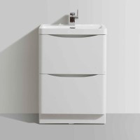 White Free Standing Bathroom Vanity Unit & Basin - W600 x H850mm - Oakland