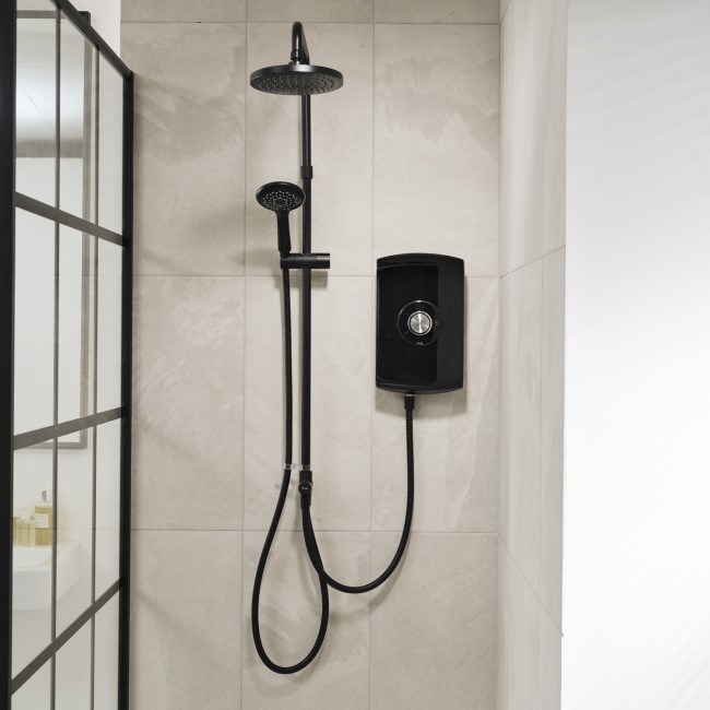 GRADE A1 - Triton Amore DuElec 9.5kW Black Electric Shower