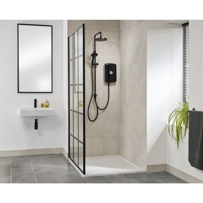 GRADE A1 - Triton Amore DuElec 9.5kW Black Electric Shower