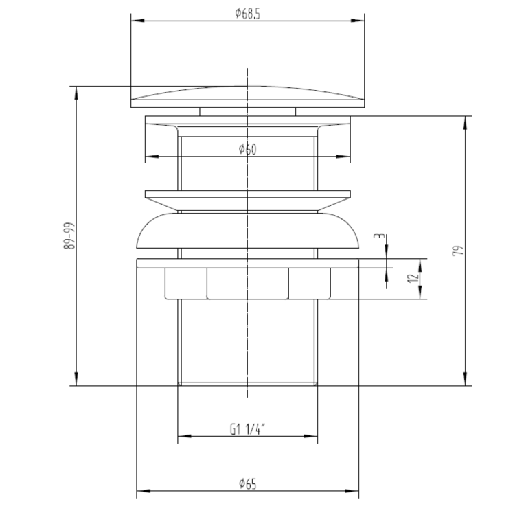 Gunmetal Unslotted Basin Waste - Arissa