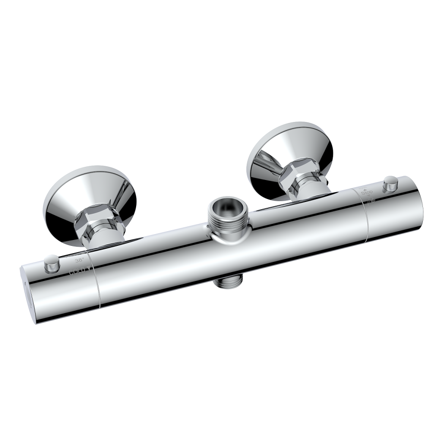 Chrome Round Gooseneck Thermostatic Bar Shower Set with Hand Shower & Slide Rail Kit - Grace