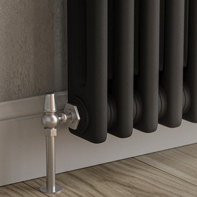 Reggio Midnight Black Horizontal Double Column Traditional Radiator 600x605mm 2045 BTU - Cast Iron Style