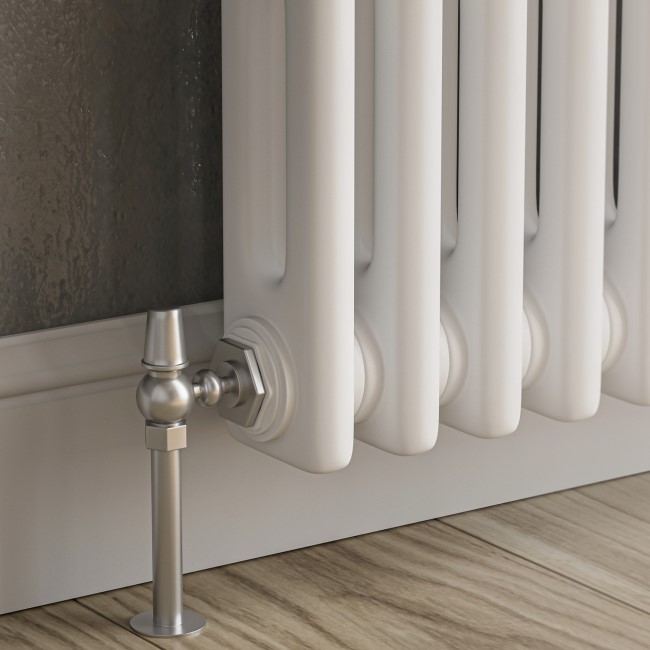 Reggio White Horizontal Double Column Traditional Radiator 600x605mm 2045 BTU - Cast Iron Style