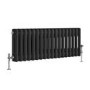 Reggio Midnight Black Horizontal Double Column Traditional Radiator 300x830mm 1470 BTU - Cast Iron Style