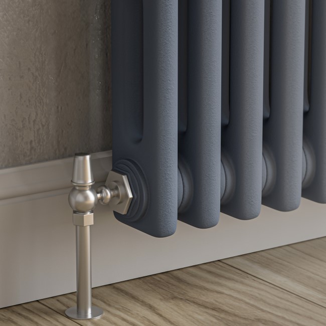 Reggio Anthracite Horizontal Double Column Traditional Radiator 300x830mm 1470 BTU - Cast Iron Style