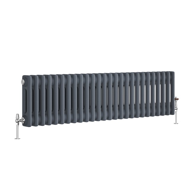 Reggio Anthracite Horizontal Double Column Traditional Radiator 300x1190mm 2124 BTU - Cast Iron Style