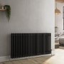 Reggio Midnight Black Horizontal Double Column Traditional Radiator 600x1190mm 4091 BTU - Cast Iron Style