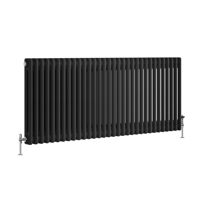 Reggio Midnight Black Horizontal Double Column Traditional Radiator 600x1460mm 5035 BTU - Cast Iron Style