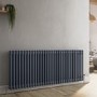 Reggio Anthracite Horizontal Double Column Traditional Radiator 600x1460mm 5035 BTU - Cast Iron Style