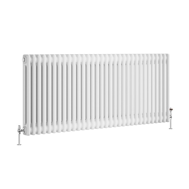 Reggio White Horizontal Double Column Traditional Radiator 600x1460mm 5035 BTU - Cast Iron Style