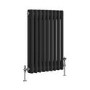 Reggio Midnight Black Horizontal Double Column Traditional Radiator 600x425mm 1416 BTU - Cast Iron Style