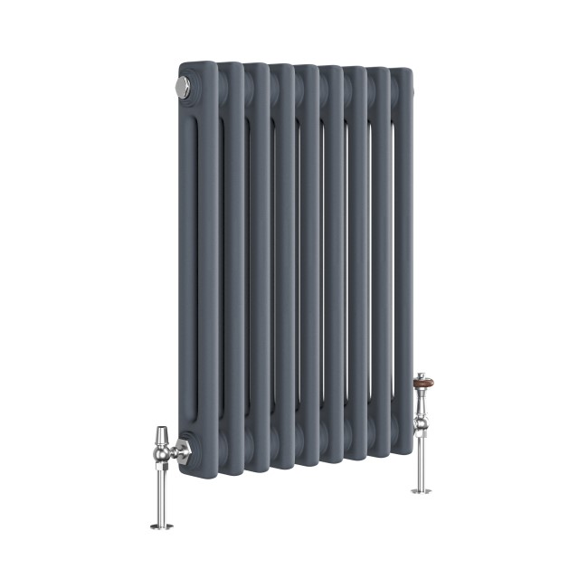 Reggio Anthracite Horizontal Double Column Traditional Radiator 600x425mm 1416 BTU - Cast Iron Style