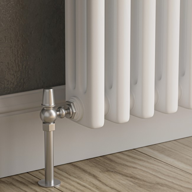 Reggio White Horizontal Triple Column Traditional Radiator 300x605mm 1341 BTU - Cast Iron Style