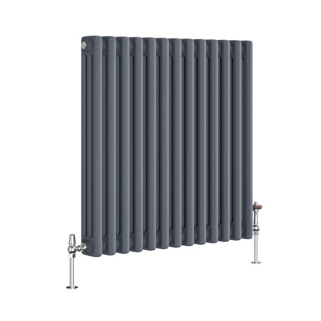 Reggio Anthracite Horizontal Triple Column Traditional Radiator 600x605mm 2586 BTU - Cast Iron Style