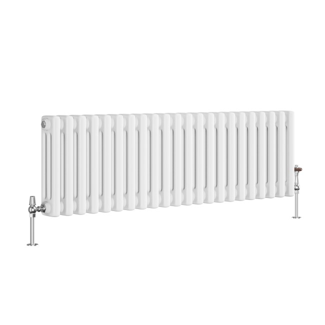 Reggio White Horizontal Triple Column Traditional Radiator 300x1010mm 2269 BTU - Cast Iron Style