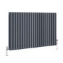 Reggio Anthracite Horizontal Triple Column Traditional Radiator 600x1010mm 4377 BTU - Cast Iron Style