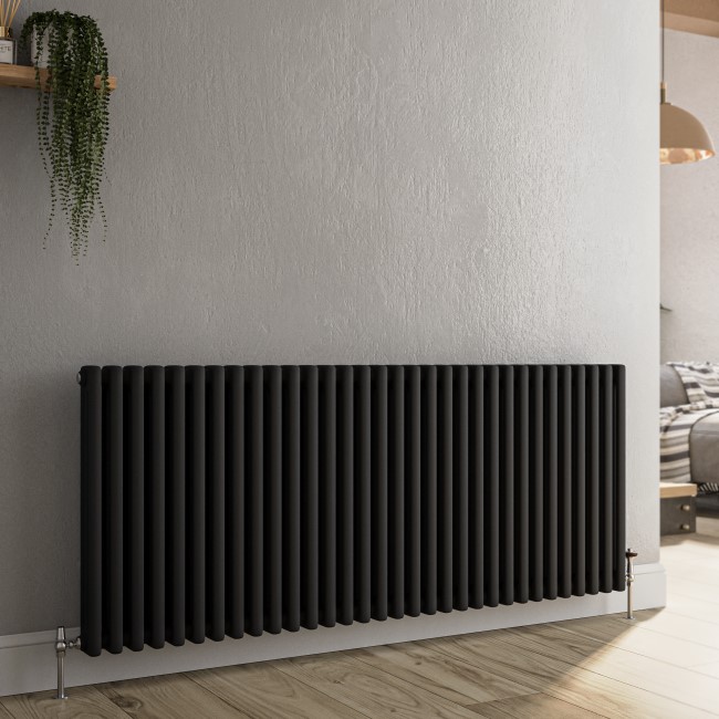 Reggio Midnight Black Horizontal Triple Column Traditional Radiator 600x1460mm 6367 BTU - Cast Iron Style