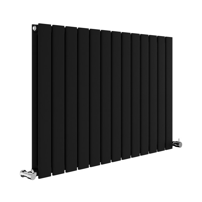 Riace Midnight Black Horizontal Flat Designer Radiator 600x884mm Double Panel 3342 BTU