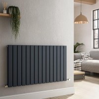 Riace Anthracite Horizontal Flat Designer Radiator 600x1020mm Double Panel 3856 BTU