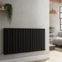 Riace Midnight Black Horizontal Flat Designer Radiator 600x1156mm Double Panel 4370 BTU