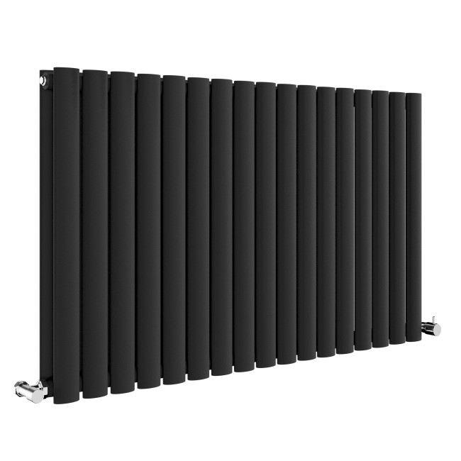 Sorrento Midnight Black Horizontal Oval Designer Radiator 600x1003mm Double Panel 4079 BTU