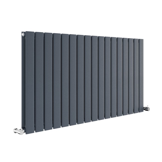 Riace Anthracite Horizontal Flat Designer Radiator 600x1156mm Double Panel 4370 BTU