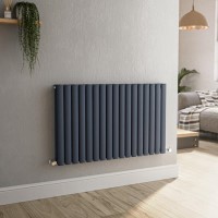 Sorrento Anthracite Horizontal Oval Designer Radiator 600x1003mm Double Panel 4079 BTU