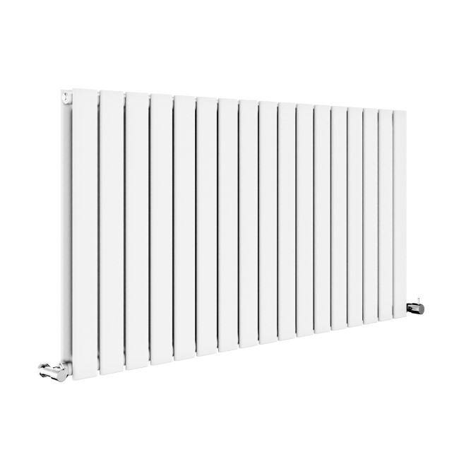 Riace White Horizontal Flat Designer Radiator 600x1156mm Double Panel 4370 BTU