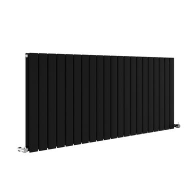 Riace Midnight Black Horizontal Flat Designer Radiator 600x1428mm Double Panel 5398 BTU