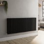 Sorrento Midnight Black Horizontal Oval Designer Radiator 600x1416mm Double Panel 5758 BTU