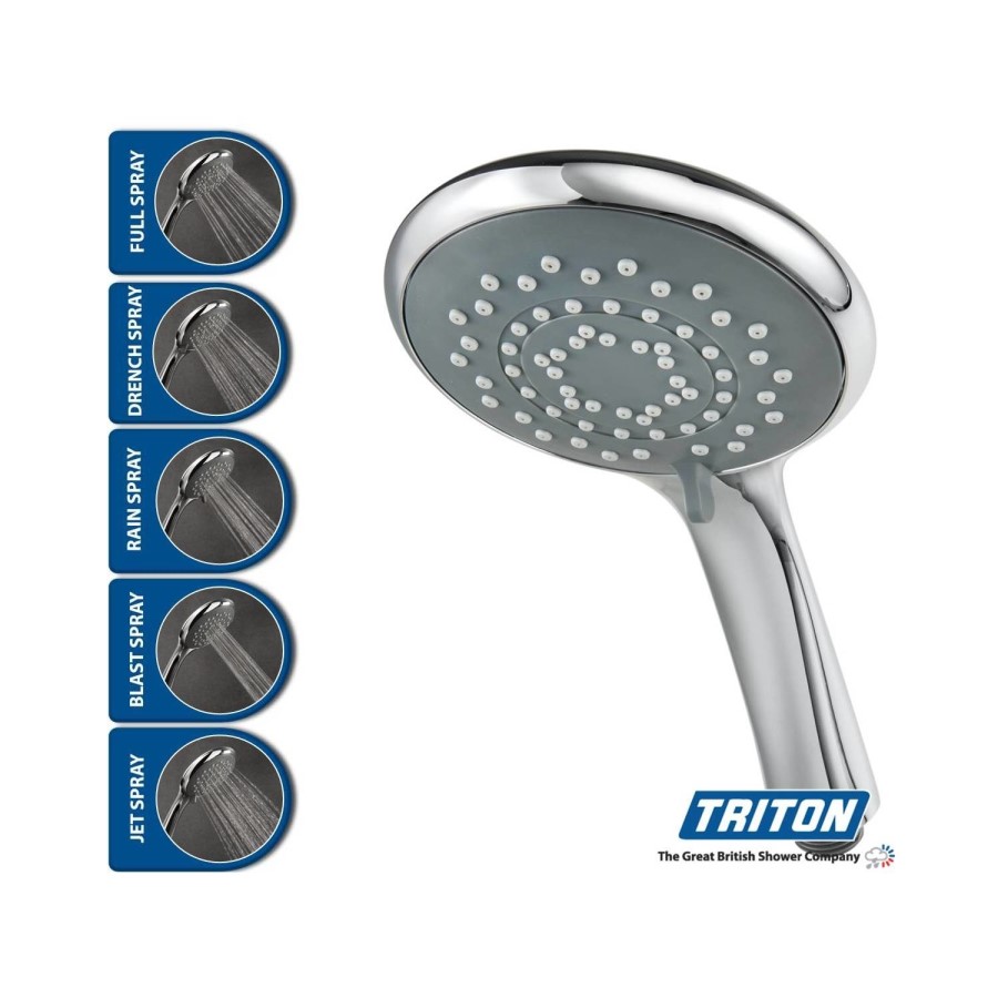 Triton HOME Digital Mixer Shower All-in-One with Round Fixed Head & Slider Rail Kit High Pressure