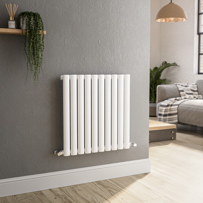 Sorrento White Horizontal Oval Designer Radiator 600x590mm Single Panel 1576 BTU