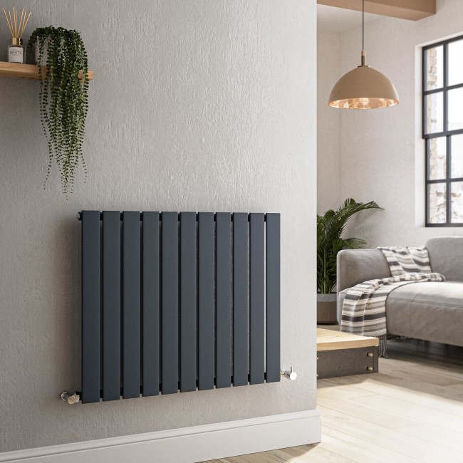 Riace Anthracite Horizontal Flat Designer Radiator 600x748mm Single Panel 1589 BTU