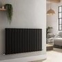 Riace Midnight Black Horizontal Flat Designer Radiator 600x1020mm Single Panel 2383 BTU