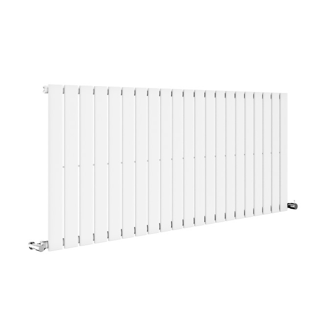 Riace White Horizontal Flat Designer Radiator 600x1428mm Single Panel 3337 BTU