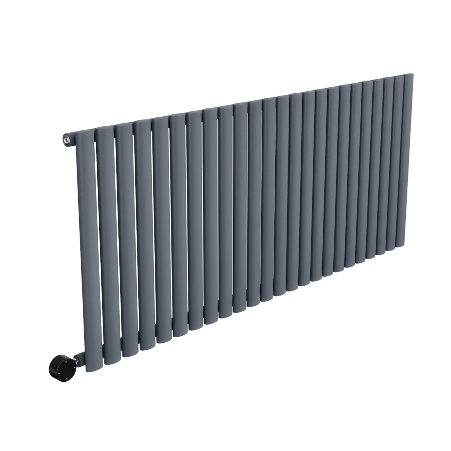 Anthracite Horizontal Smart Electric Radiator with Wi-Fi Thermostat - 2kW - H600xW1416mm - Bathroom Safe