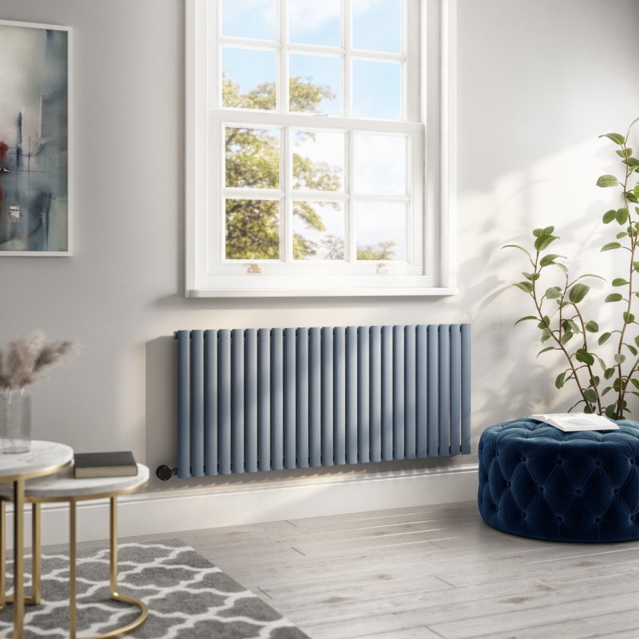 Light Grey Horizontal Smart Electric Radiator with Wi-Fi Thermostat - 2kW - H600xW1416mm - Bathroom Safe