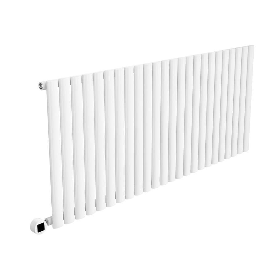 White Horizontal Smart Electric Radiator with Wi-Fi Thermostat - 2kW - H600xW1416mm - Bathroom Safe