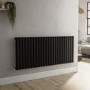 Sorrento Midnight Black Horizontal Oval Designer Radiator 600x1416mm Single Panel 3783 BTU